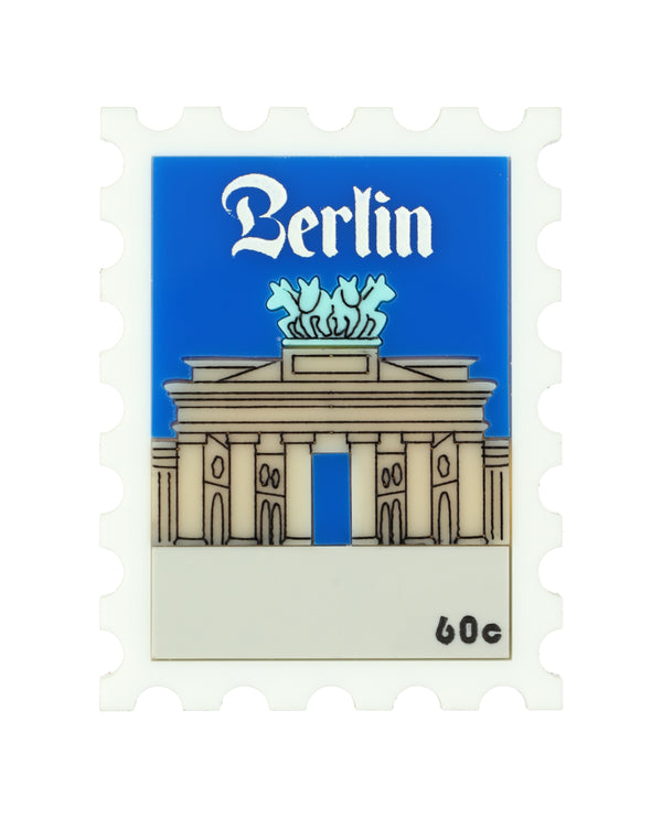 Hallo From Brandenburg Gate, Berlin Stamp Brooch