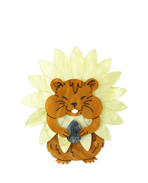 Hammy Sunflower Seeds Brooch