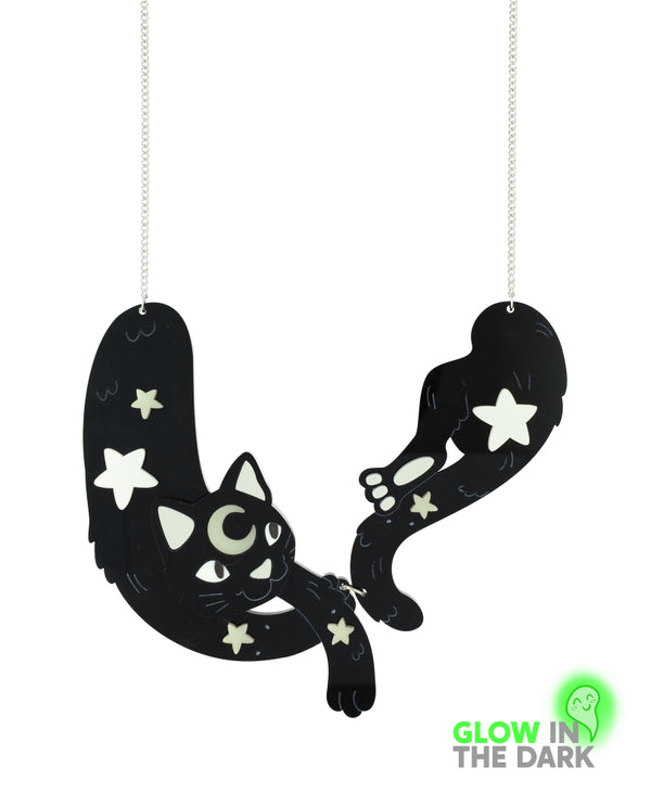 Hanging Out With My Black Cat Necklace -Glow in the Dark-