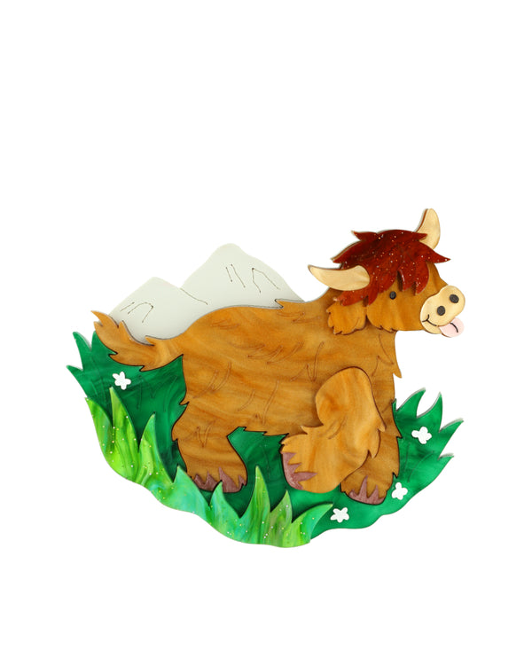 Happy Highland Cow Brooch