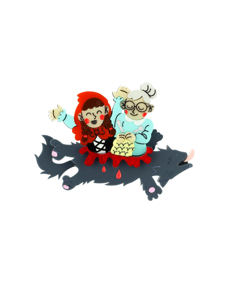 Happy Red Riding Hood and Granny Brooch