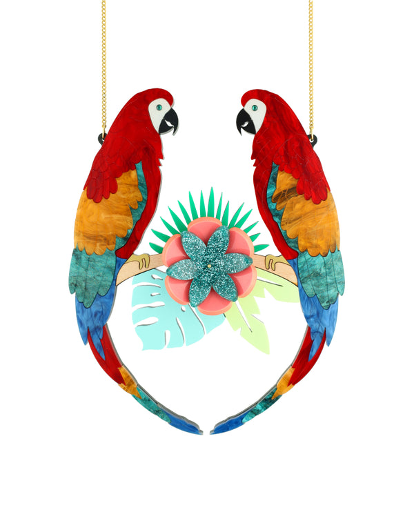 Happy colourful macaws statement necklace