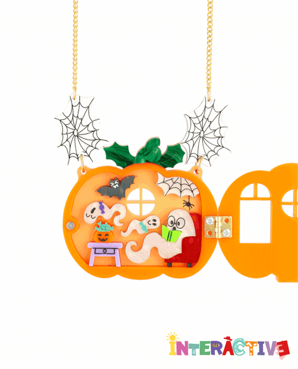 Haunted Pumpkin Hideout Necklace - Interactive -