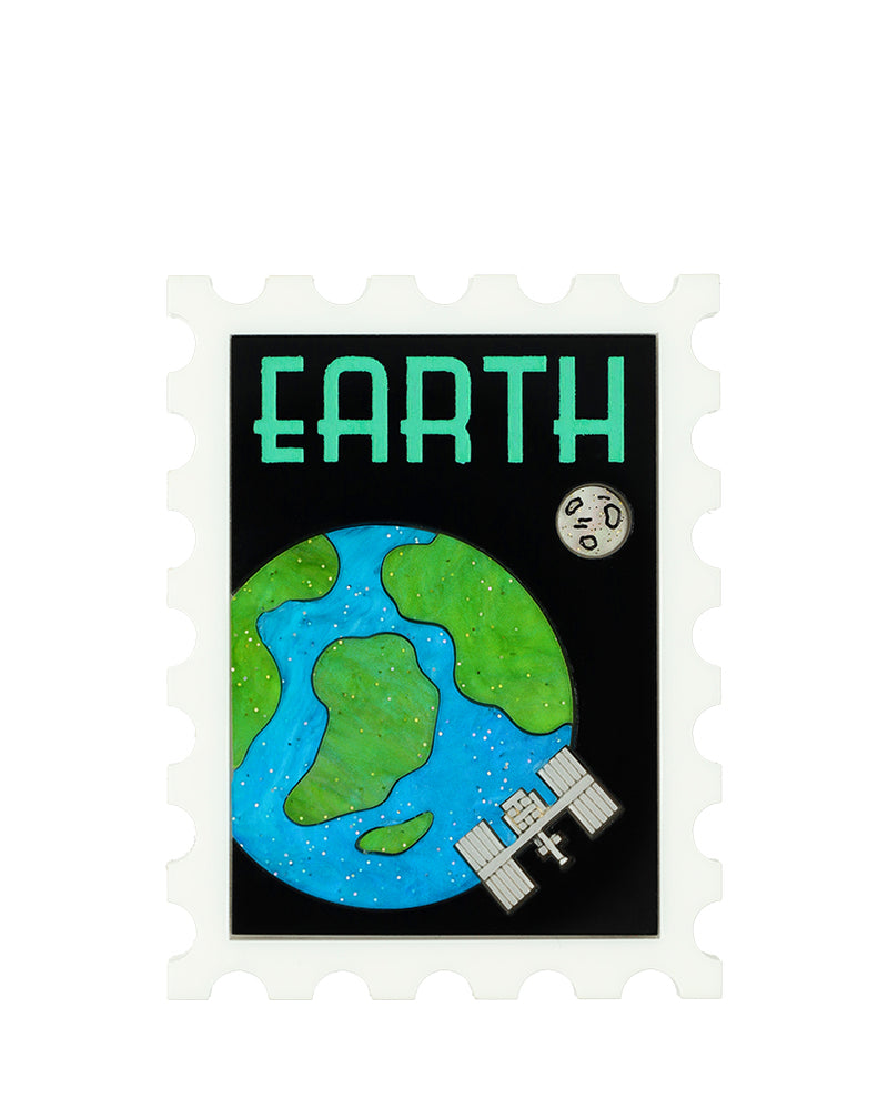 Hello Earthlings Stamp Brooch