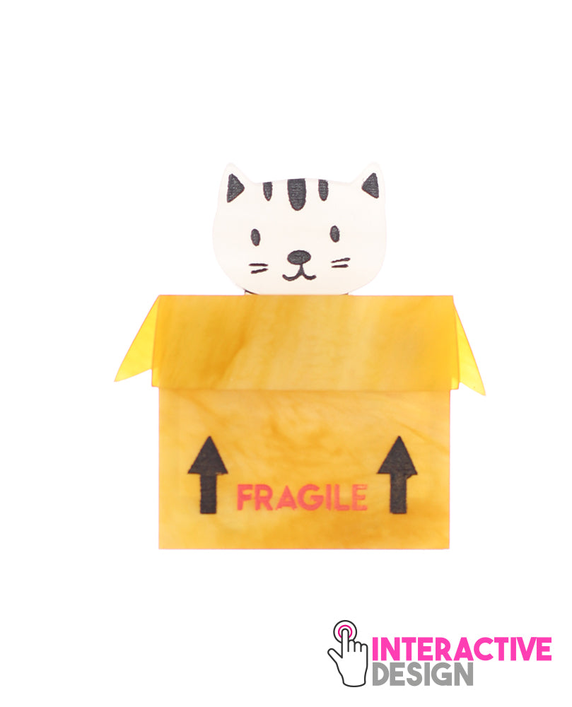 Hiding cat brooch