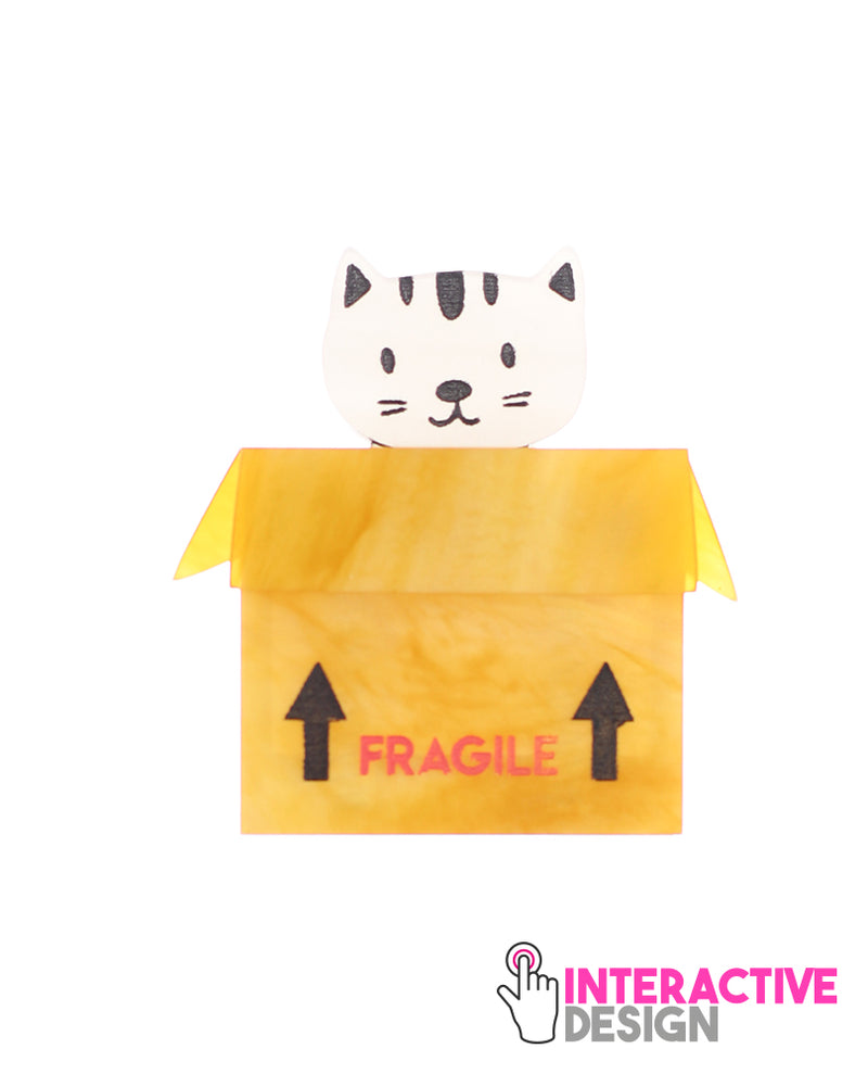 Hiding cat brooch