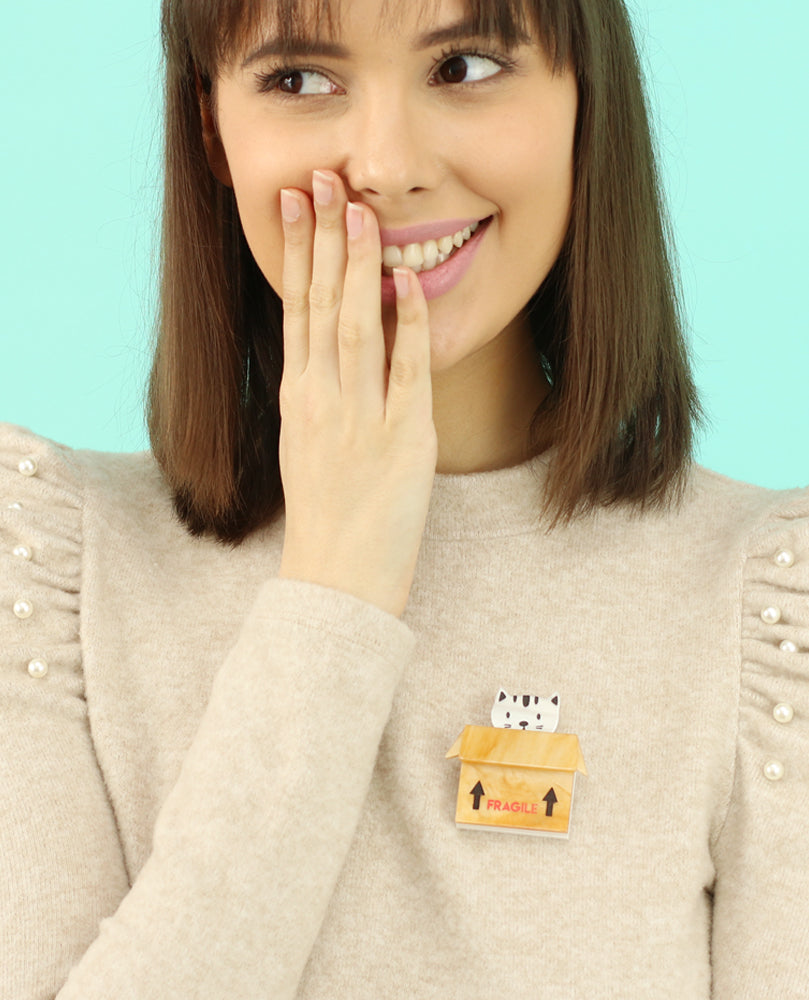 Hiding cat brooch