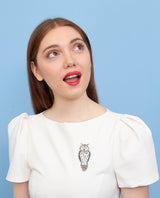 Hoot Hoot! Great Horned Owl Brooch -Interactive-