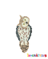 Hoot Hoot! Great Horned Owl Brooch -Interactive-