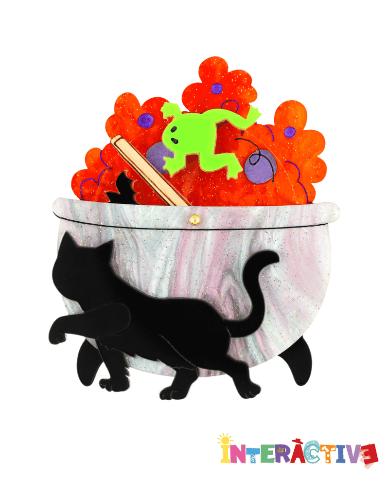 Hopping Witches Brew -Interactive- Brooch