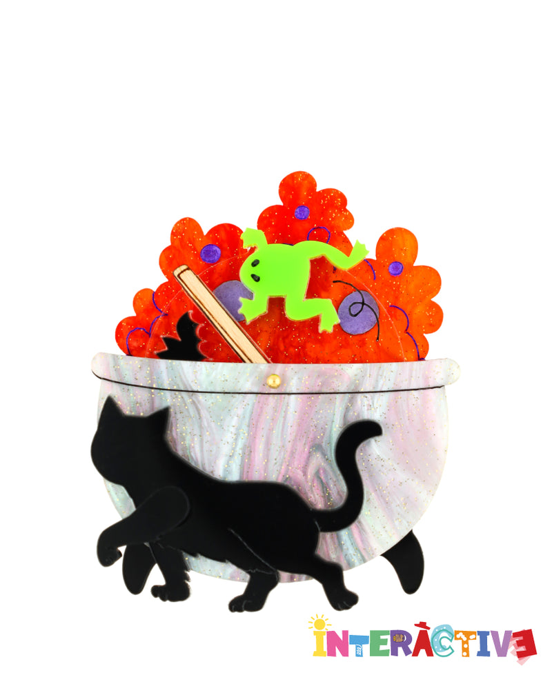Hopping Witches Brew -Interactive- Brooch