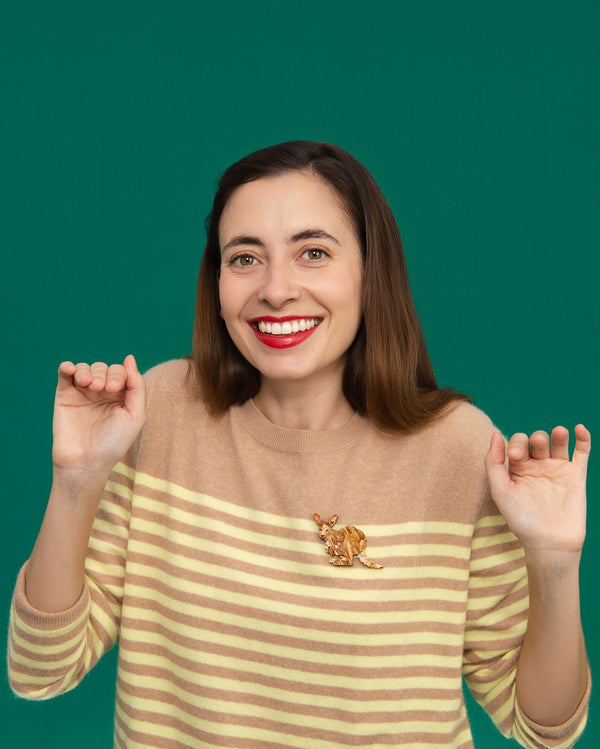 Hoppy Kangaroo and Joey Brooch