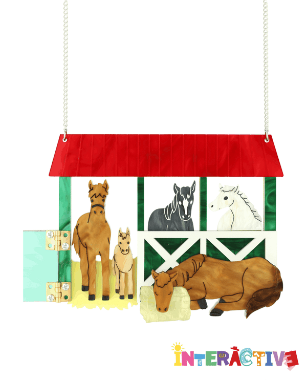 Horses in their Stable Necklace -Interactive-