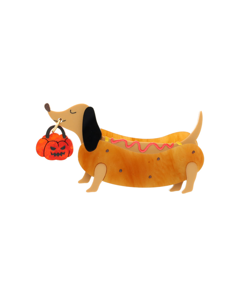 Hot Dog Trick Or Treating Brooch