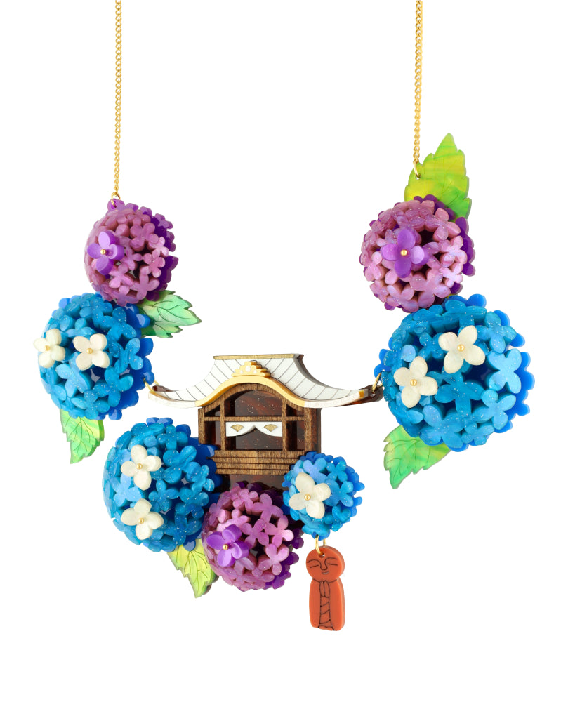 Hydrangea Blossoms in Unshoji’s temple garden Statement Necklace