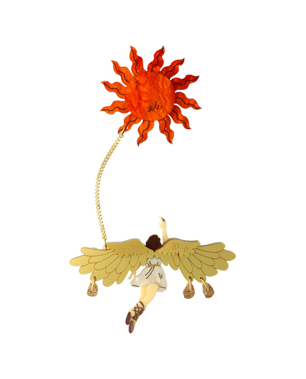 Icarus is Too Close to the Sun Double Brooch