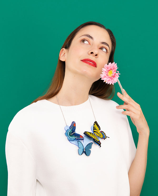 Kaleidoscope Butterfly Trio Necklace