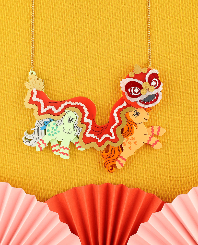 Lion Dance with Butterscotch and Minty Necklace