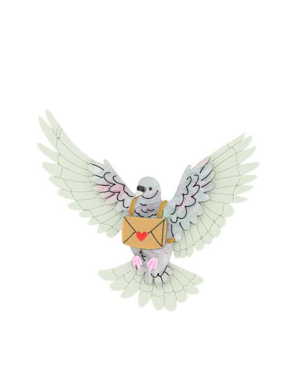 Love Letter Via Pigeon Mail Brooch