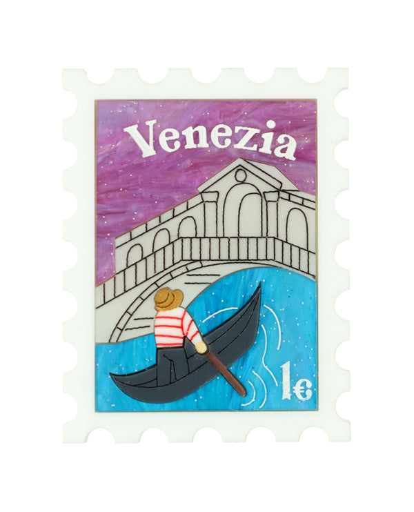 Love in Venice in the Rialto Stamp Brooch