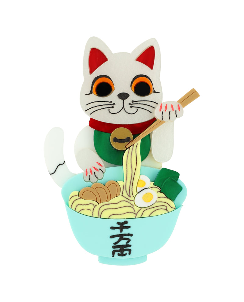 Maneki Enjoying Ramen Brooch