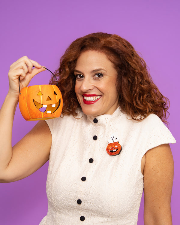 Many Faced Jack-O-Lantern Interactive Brooch