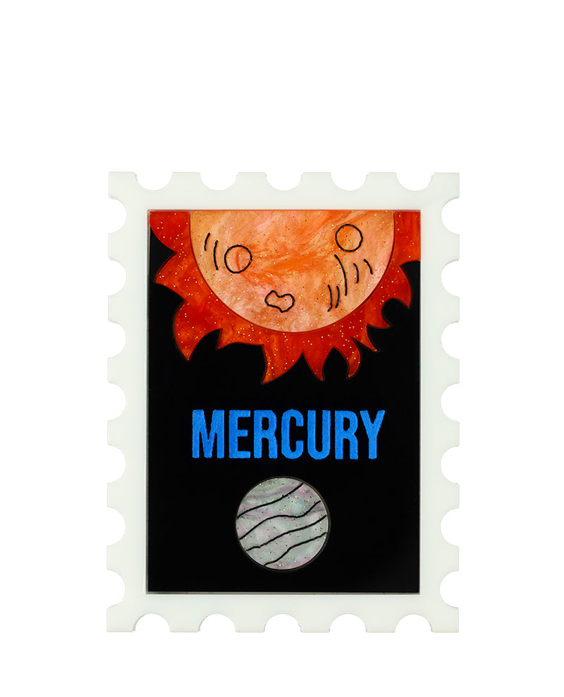 Marvelous Mercury Stamp Brooch
