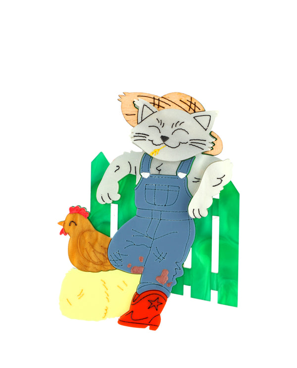 Merlin Cat of the Ranch Brooch