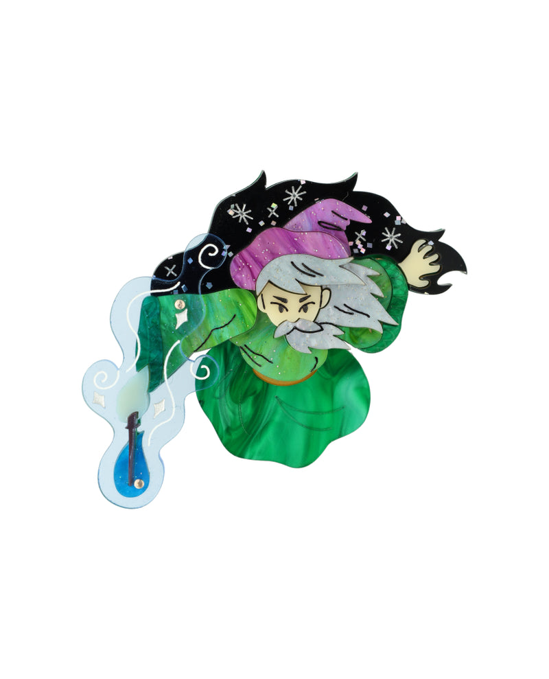 Merlin the Wizard and Spell Conjuring Brooch