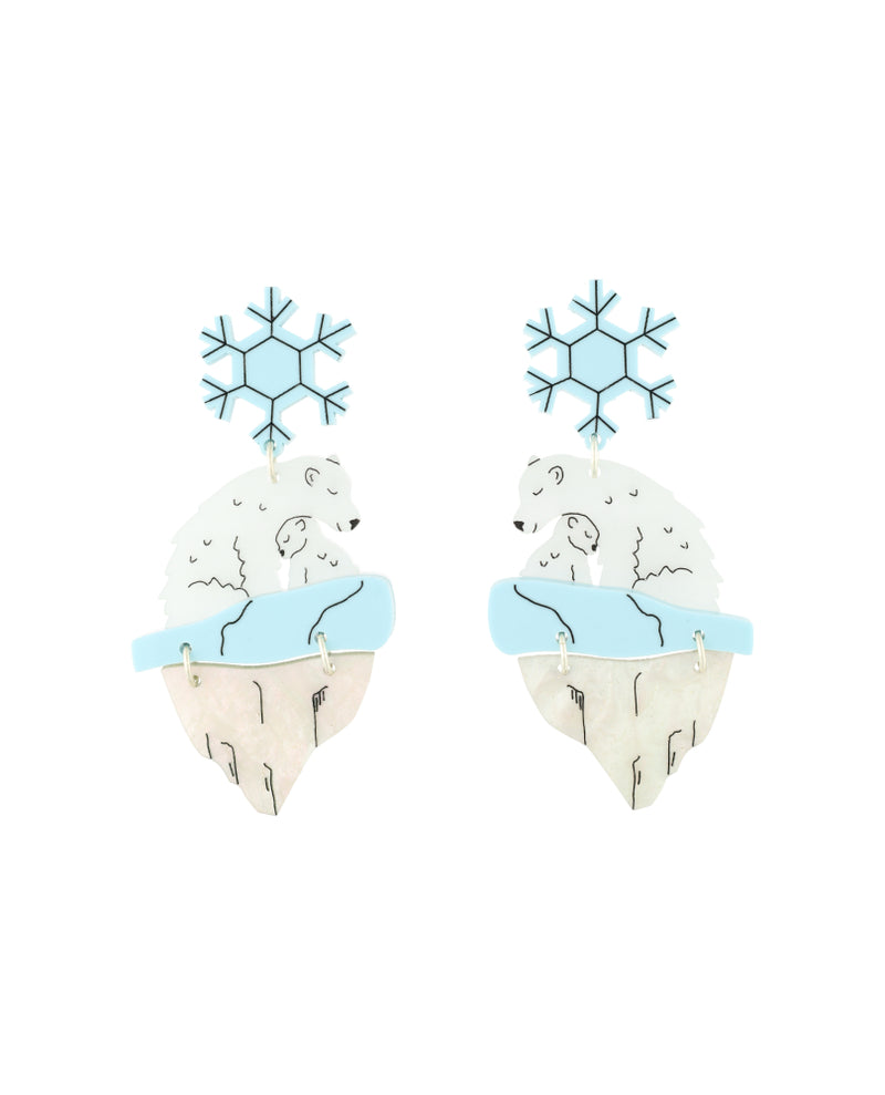 Momma Polar Bear Loves Her Cub Earrings