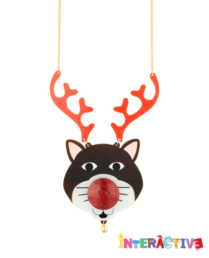 My cat has dressed up as Rudolph necklace - interactive -