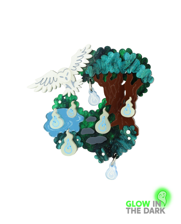 Mystical Woods with Ignis Fatuus Brooch -Glow in the Dark-