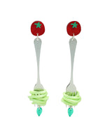 Pasta al Pesto nella Forchetta Earring