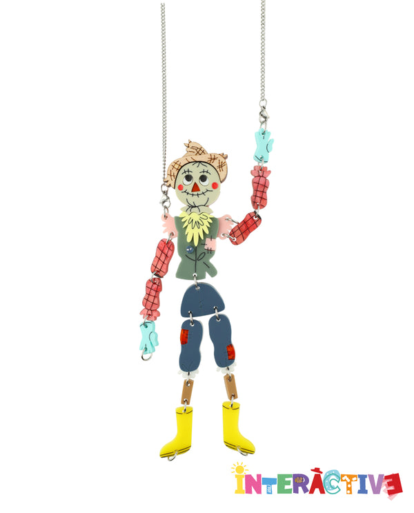 Patchy the Pumpkin Patch Scarecrow Mannequin Necklace -Interactive-