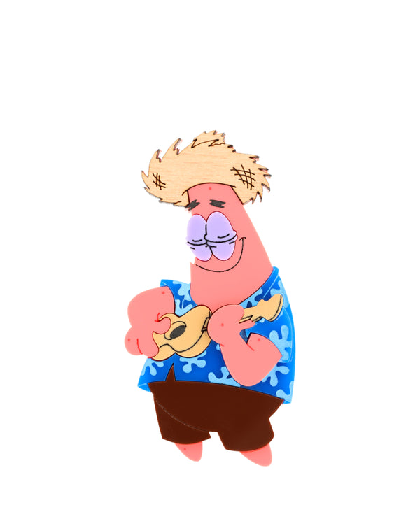 Patrick Star Strumming on the Uke Brooch