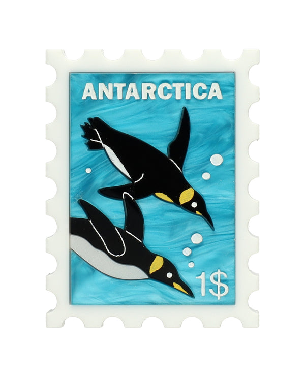 Penguins In The Antarctic stamp brooch