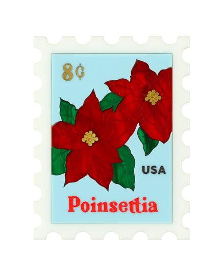 Poinsettia Post Stamp Brooch