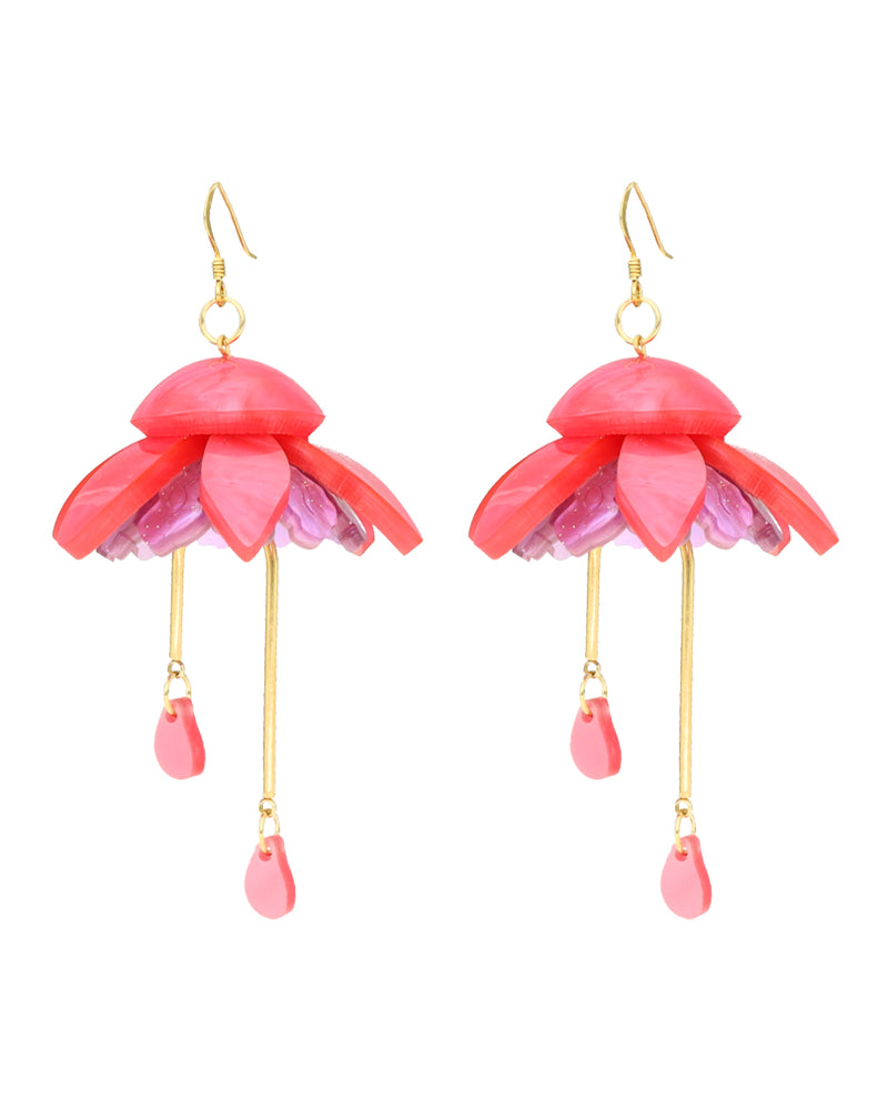 Poised Fuchsia Flower Earrings