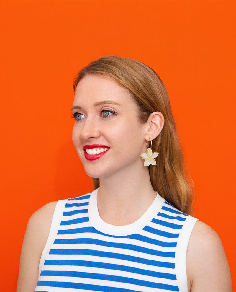 Precious Plumeria Flower Earrings
