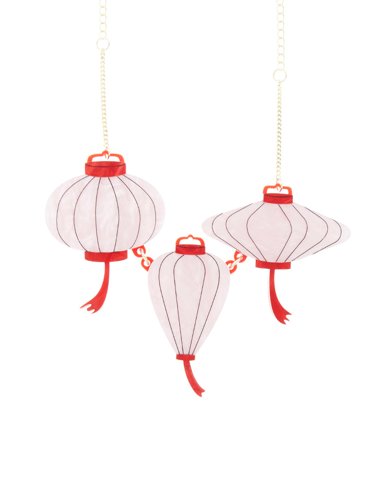 Pretty Pink Chinese Lantern Necklace