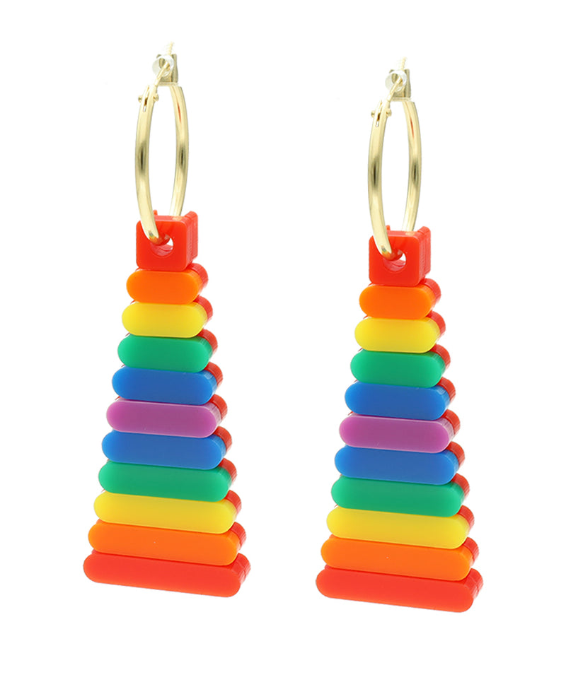 Rainbow Stacking Rings Earrings