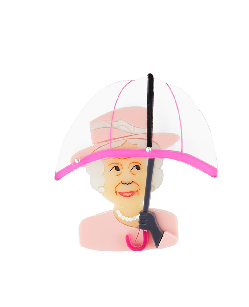 Rainy day Umbrella Queen brooch - Baby Pink