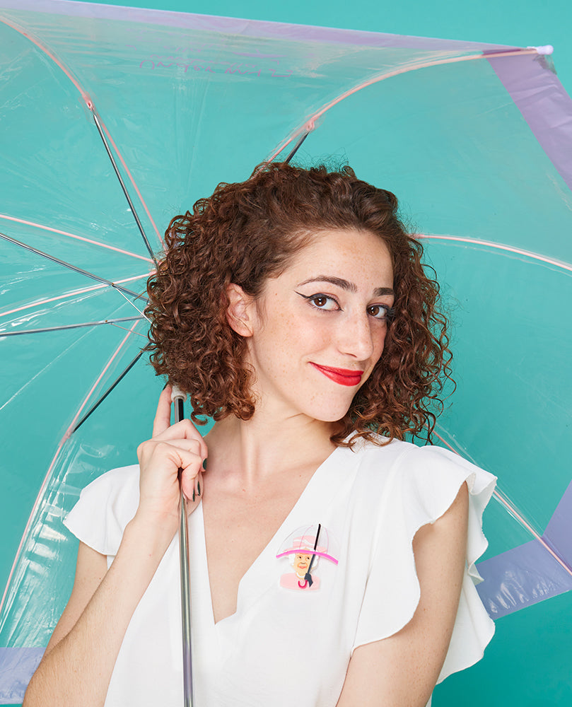 Rainy day Umbrella Queen brooch - Baby Pink