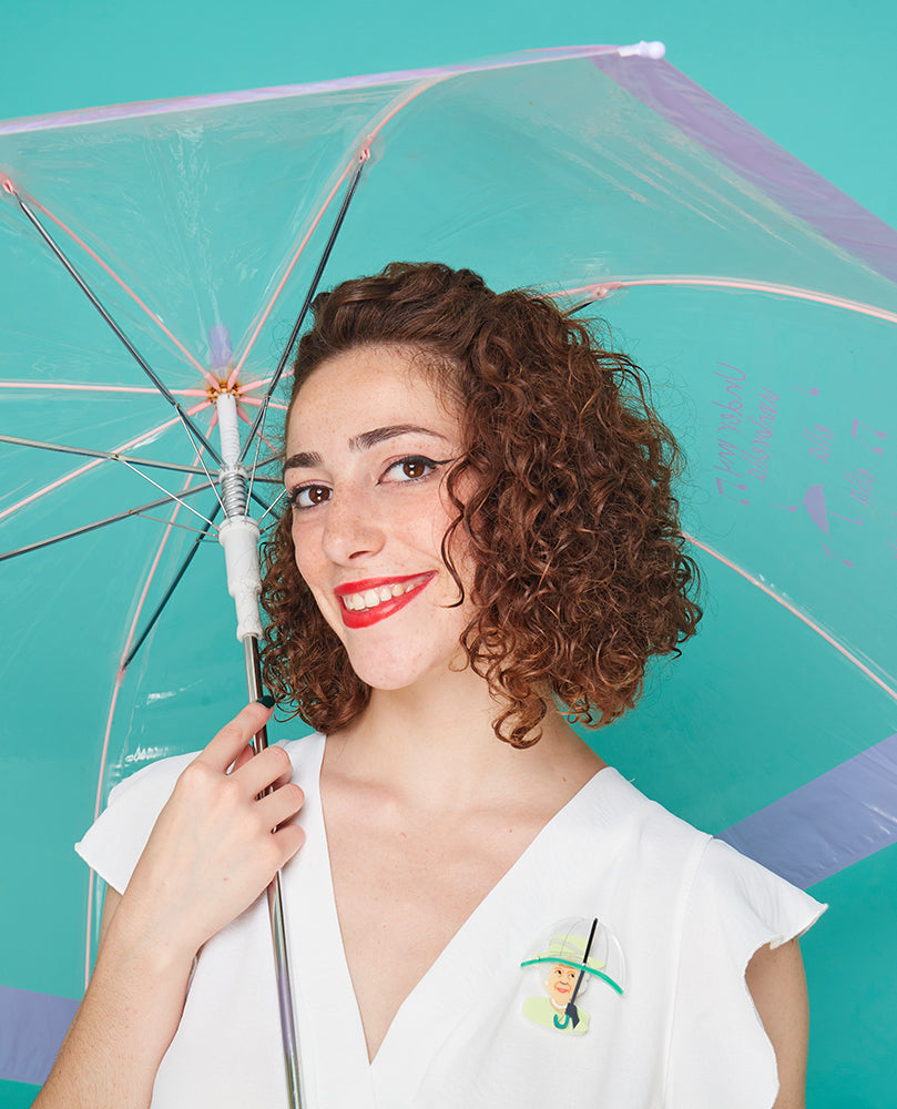 Rainy day Umbrella Queen brooch - Pistachio