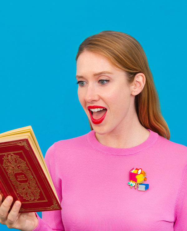 Reading with Little Miss Busy Brooch