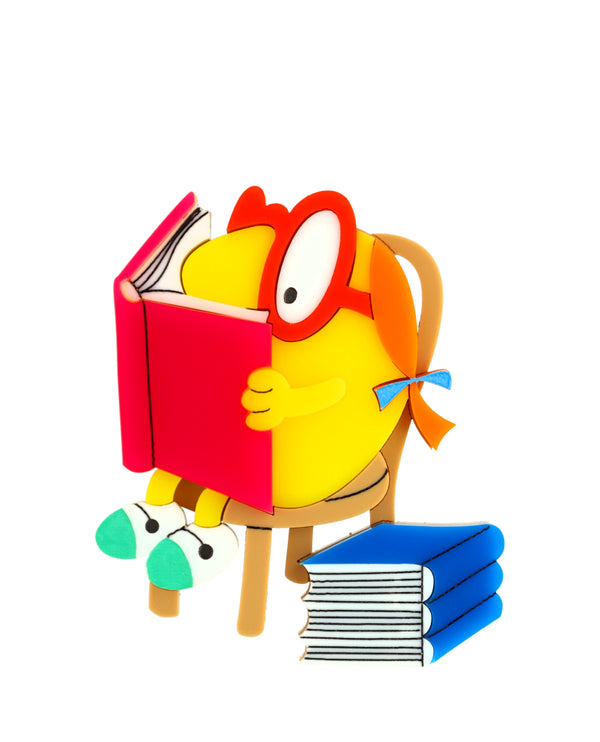 Reading with Little Miss Busy Brooch