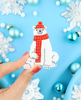Red Wool Polar Bear Brooch
