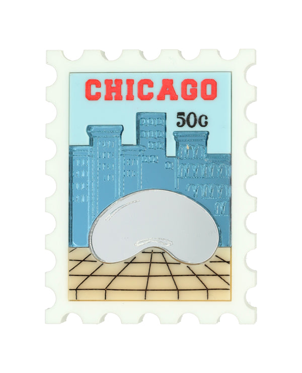Reflection in The Bean, Chicago Stamp Brooch