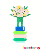 Retro Flower Vase Brooch -Interactive-
