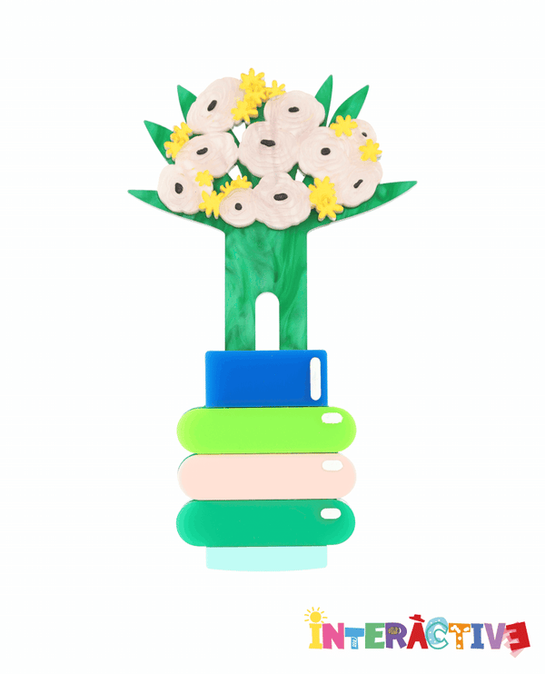 Retro Flower Vase Brooch -Interactive-